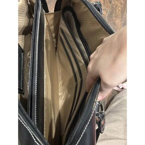 McKlein Glenview Women's Black Leather Inner Pockets Organizer Laptop Briefcase - Picture 5 of 16